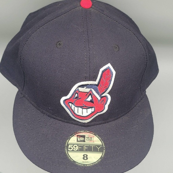 Cleveland Indians 5950 New Era 100% Wool Fitted Hat Size 8 Pro Model Cooperstown - Picture 4 of 14